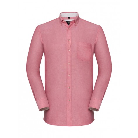 Russell Collection Men's LS Tailored Washed Oxford Shirt