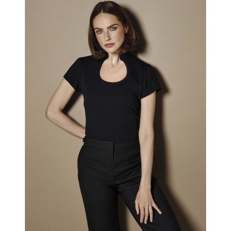Kustom Kit Regular Fit Keyhole Neck Top