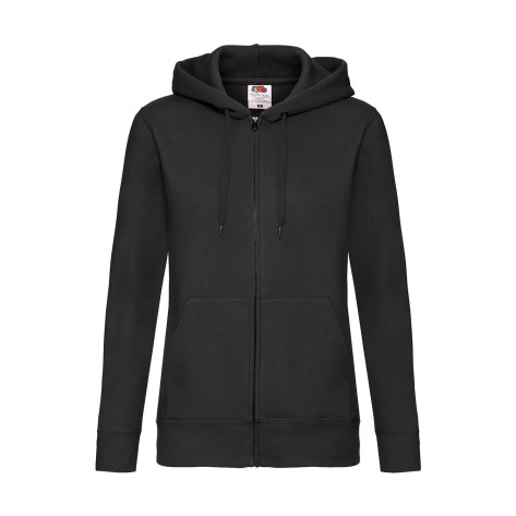 Fruit of the Loom Premium Hooded Sweat Jacket Lady-Fit - Black - XS