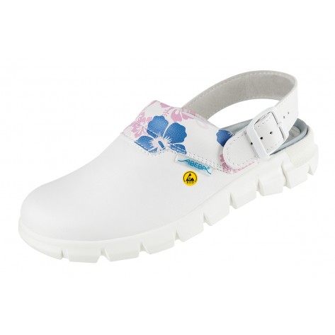 Abeba ESD-Berufsschuhe Dynamic OB Clog weiß mit Motiv HACCP CE ESD SRC