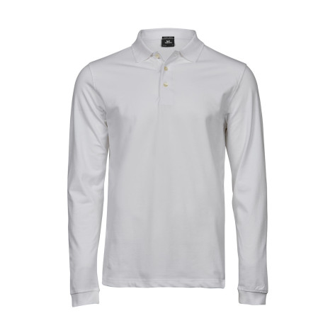 Tee Jays Luxury LS Stretch Polo White-2XL
