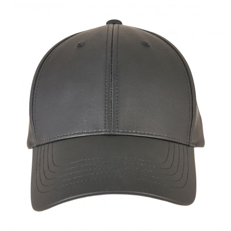 Flexfit Synthetic Leather Alpha Shape Dad Cap - Black - ONE SIZE