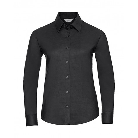 Russell Collection Ladies' Classic Oxford Shirt LS - Black - XL (Retoure-Ware)