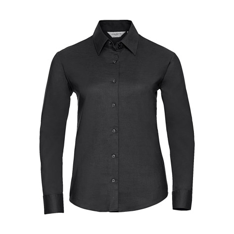 Russell Collection Ladies' Classic Oxford Shirt LS - Black - 4XL (Retoure-Ware)