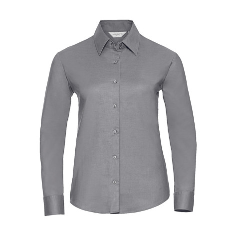 Russell Collection Ladies' Classic Oxford Shirt LS - Dark Grey - L (Retoure-Ware)