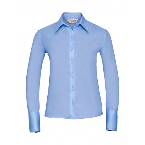 Russell Collection Ladies' Ultimate Non-iron Shirt LS - Light Blue - M (Retoure-Ware)