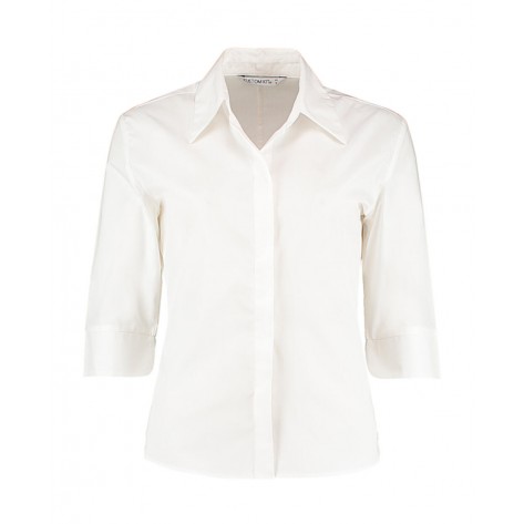 Kustom Kit Women's Tailored Fit Continental Blouse 3/4 Sleeve - White - 2XL (Retoure-Ware)