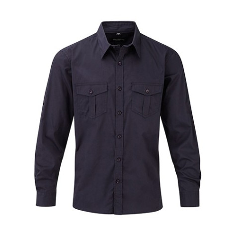 Russell Mens Roll Sleeve Shirt LS 