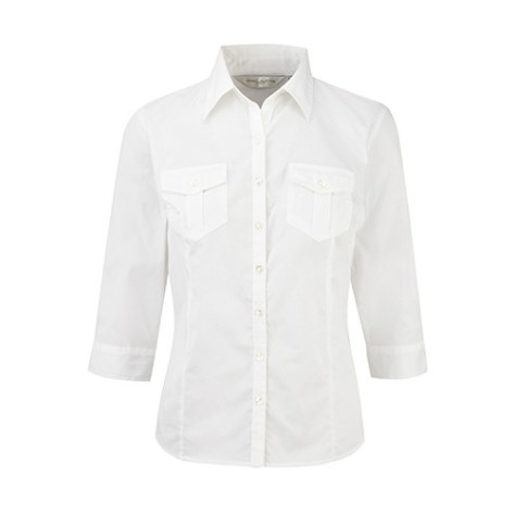 Russell Ladies Roll 3/4 Sleeve Shirt White - Größe 2XL