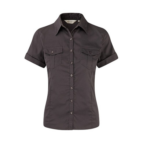 Russell Ladies Roll Sleeve Shirt Zinc - Größe L