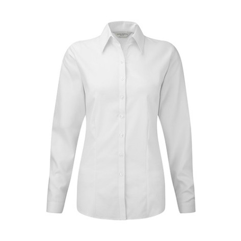 Russell Ladies LS Herringbone Shirt White - Größe 2XL