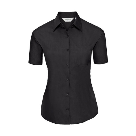 Russell Collection Ladies' Poplin Shirt - Black - L (Retoure-Ware)