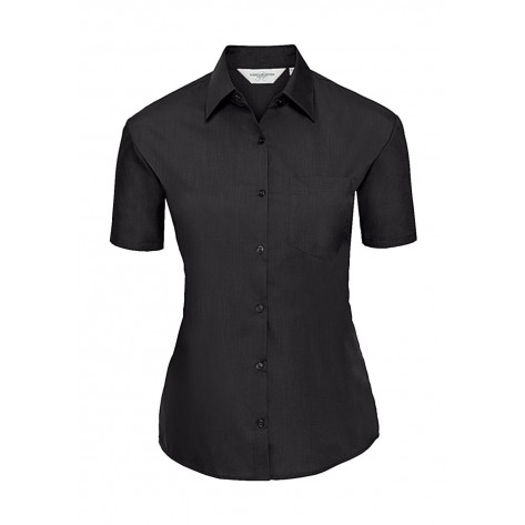 Russell Collection Ladies' Poplin Shirt - Black - L (Retoure-Ware)