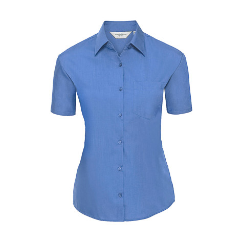 Russell Collection Ladies' Poplin Shirt - Blue - L (Retoure-Ware)
