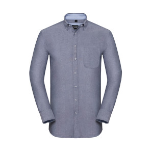 Russell Collection Men's LS Tailored Washed Oxford Shirt - Blue - S