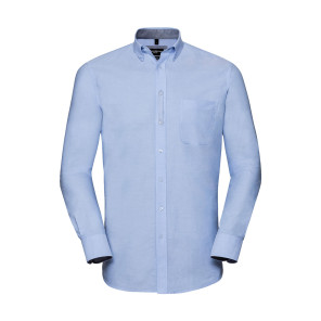Russell Collection Men's LS Tailored Washed Oxford Shirt - Blue - 3XL
