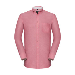 Russell Collection Men's LS Tailored Washed Oxford Shirt - Red - 3XL