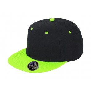 Result Headwear Bronx Original Flat Peak Dual Color - Black/Lime - OneSize