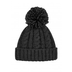 Beechfield Cable Knit Melange Beanie - Black - OneSize
