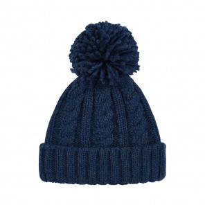 Beechfield Cable Knit Melange Beanie - Navy - OneSize