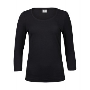 Tee Jays Ladies' 3/4 Sleeve Stretch Tee - Black - XL