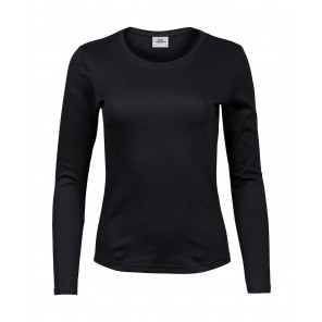 Tee Jays Ladies' LS Interlock T-Shirt - Black - M