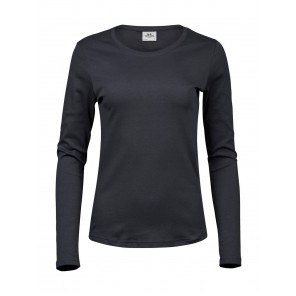 Tee Jays Ladies' LS Interlock T-Shirt - Dark Grey - M