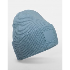 Beechfield Deep Cuffed Tonal Patch Beanie - Dusty Blue - OneSize