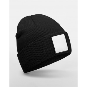 Beechfield Appliqué Patch Beanie - Black/White - OneSize