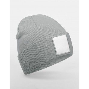 Beechfield Appliqué Patch Beanie - Ash/White - OneSize