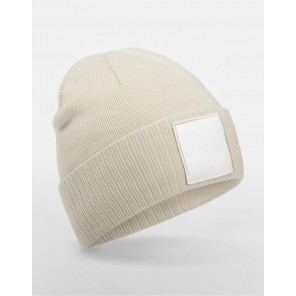 Beechfield Appliqué Patch Beanie - Oatmeal/White - OneSize