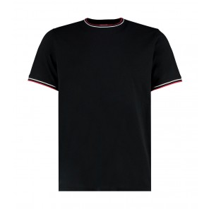 Kustom Kit Fashion Fit Tipped Tee - Black/White/Red - XS