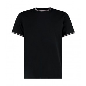 Kustom Kit Fashion Fit Tipped Tee - Black/White/Grey - XS
