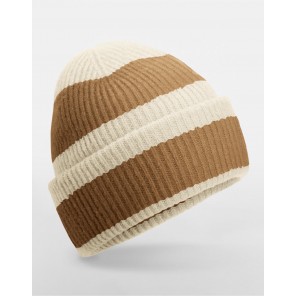 Beechfield Colour Block Beanie - Vanilla/Biscuit - OneSize