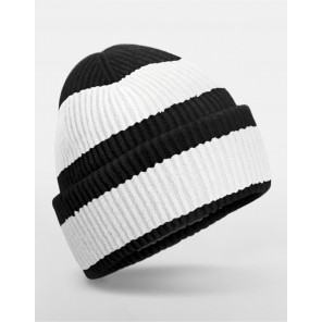 Beechfield Colour Block Beanie - Black/Soft White - OneSize