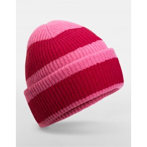 Beechfield Colour Block Beanie - True Pink/Classic Red - OneSize