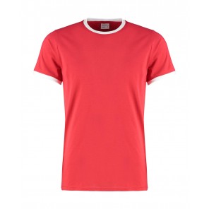 Kustom Kit Fashion Fit Ringer Tee - Red/White - M