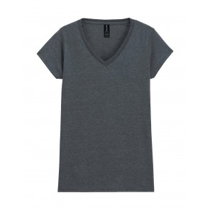 Gildan Softstyle Women's V-Neck T-Shirt - Dark Heather - M