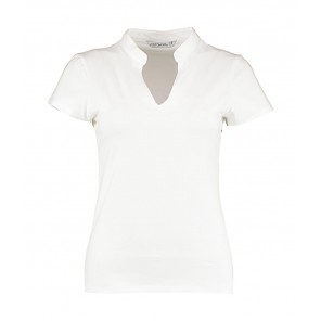 Kustom Kit Regular Fit Mandarin Collar Top - White - XS/S