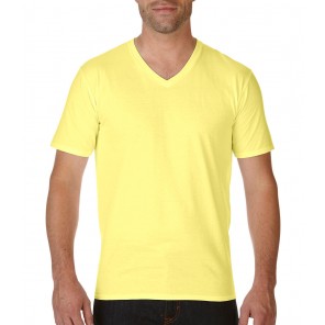 Gildan Premium Cotton Adult V-Neck T-Shirt - Cornsilk - M