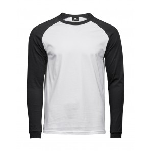 Tee Jays Baseball Tee Long Sleeve - White/Black - M