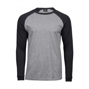 Tee Jays Baseball Tee Long Sleeve - Heather/Black - M