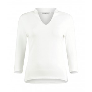 Kustom Kit Regular Fit Mandarin Collar Top 3/4 Sleeve - White - XS/S(8/10)