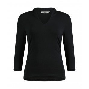 Kustom Kit Regular Fit Mandarin Collar Top 3/4 Sleeve - Black - XS/S(8/10)