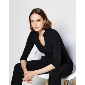 Kustom Kit Regular Fit Mandarin Collar Top 3/4 Sleeve