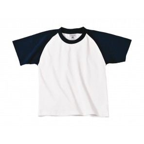 B&C Base-Ball/kids T-Shirt - White/Navy - 5/6(110/116)