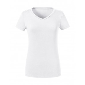 Russell Pure Organic Ladies' Pure Organic V-Neck Tee - White - XL