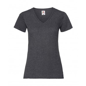 Fruit of the Loom Ladies' Valueweight V-Neck T - Dark Heather Grey - XL