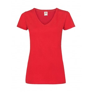 Fruit of the Loom Ladies' Valueweight V-Neck T - Red - XL