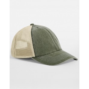 Beechfield 6 Panel Vintage Trucker - Vintage Olive/Stone - OneSize
